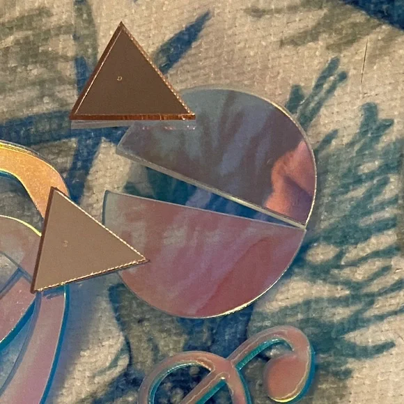 Brand New Geometric Iridescent Statement Earrings Cool, Fun Half ⭕️ &🔺🔻Shapes - Picture 4 of 8